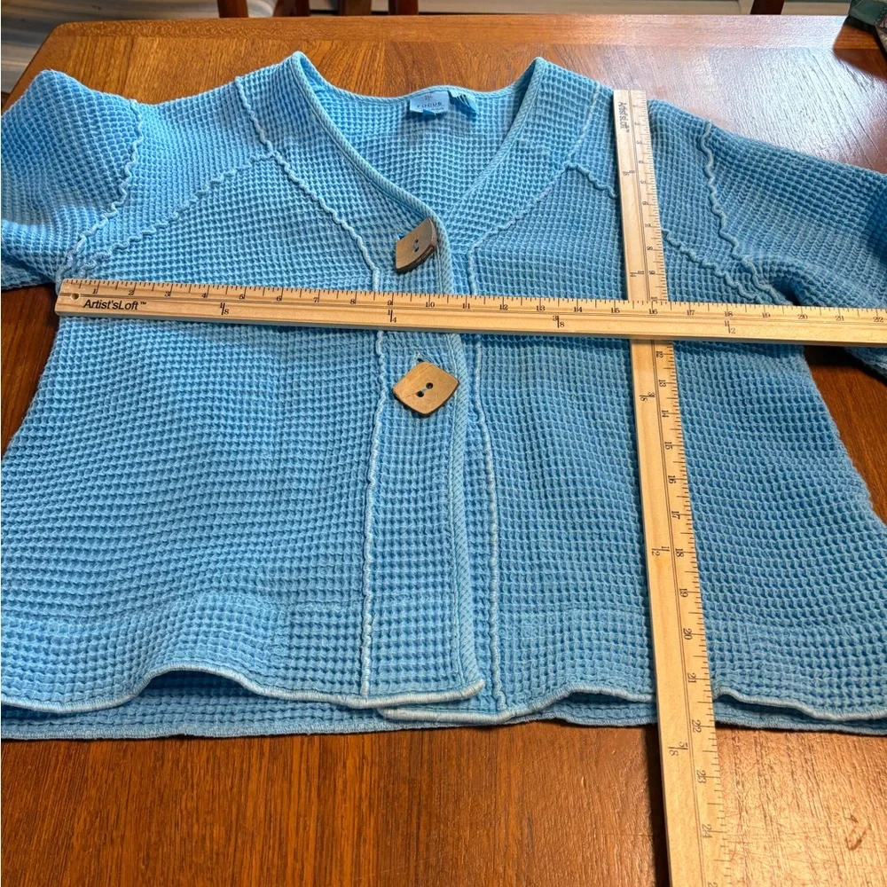 Focus Blue Button-Up Women's‎ Lightweight Jacket Sweater Cotton